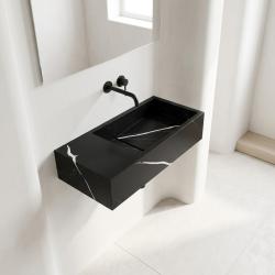 Solid-S Marble pevný povrch umyvadlo B36xD18xV10cm mramor matná černá 1208953896
